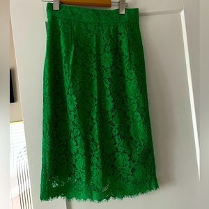 J.Crew Kelly green lace pencil skirt